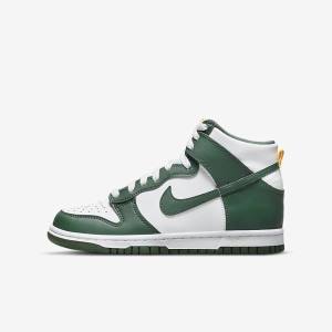 Kids' Nike Dunk High Older Sneakers Green / Gold / White | NK187SDZ