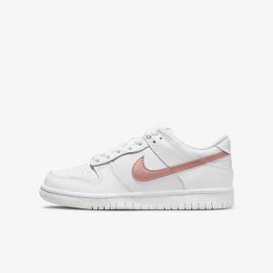 Kids' Nike Dunk Low Older Sneakers White / Metal Red Brown | NK890CLD