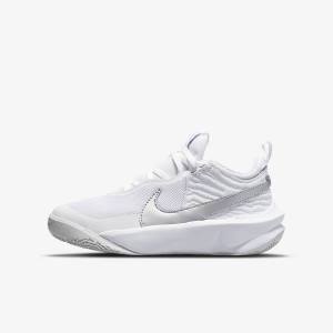 Kids' Nike Team Hustle D 10 Older Basketball Shoes White / Metal Silver | NK315BCU