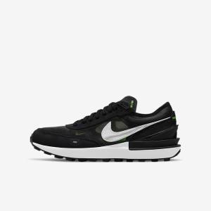 Kids' Nike Waffle One Older Sneakers Dark Grey / Black / Green | NK036TVB