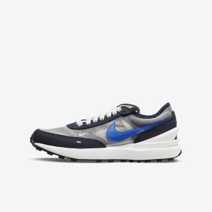 Kids' Nike Waffle One Older Walking Shoes Dark Obsidian / Black / Royal | NK098PLC