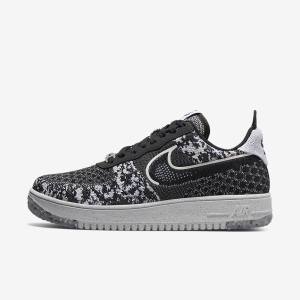 Men's Nike Air Force 1 Crater Flyknit Next Nature Sneakers Black / White / Platinum / Black | NK832RFM