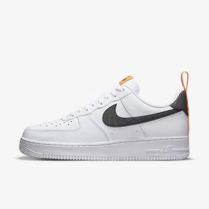 Men's Nike Air Force 1 Sneakers White / Orange / Silver / Black | NK793JZO