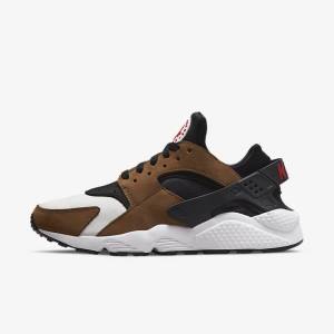 Men's Nike Air Huarache LE Sneakers Black / White / Red | NK192HFC