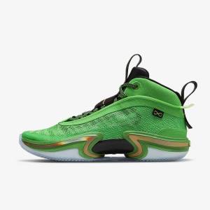 Men's Nike Air Jordan XXXVI Basketball Shoes Green / Black / Light Green / Metal Gold | NK624PDR