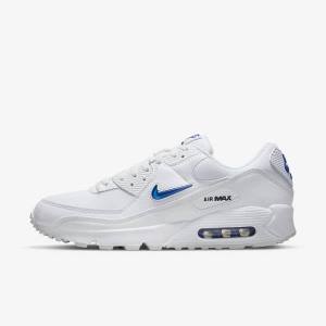 Men's Nike Air Max 90 Sneakers White / Black / Royal | NK405YLO