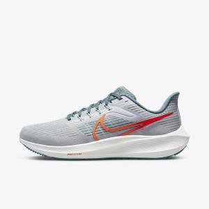 Men's Nike Air Zoom Pegasus 39 Road Running Shoes Platinum / Orange | NK490UBM