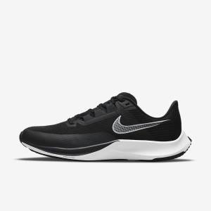 Men's Nike Air Zoom Rival Fly 3 Road Racing Running Shoes Black / Dark Grey / White | NK591INK