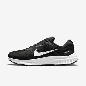 Men's Nike Air Zoom Structure 24 Road Running Shoes Black / White | NK142TDO