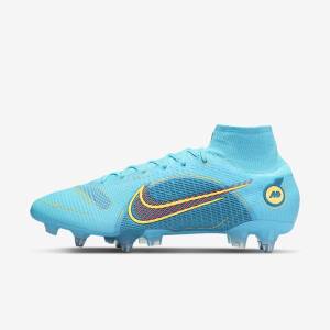 Men's Nike Mercurial Superfly 8 Elite SG-PRO Anti-Clog Traction Soft-Ground Football Shoes Blue / Orange | NK324ZHX