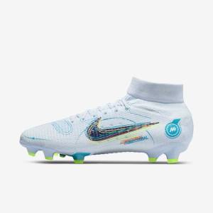 Men's Nike Mercurial Superfly 8 Pro FG Firm-Ground Football Shoes Grey / Light Blue / Dark Blue | NK214ACG