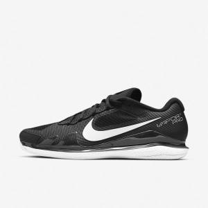 Men's Nike NikeCourt Air Zoom Vapor Pro Clay Court Tennis Shoes Black / White | NK529ATV