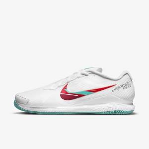 Men's Nike NikeCourt Air Zoom Vapor Pro Hard-Court Tennis Shoes White / Red / Burgundy / Turquoise | NK726ZYW