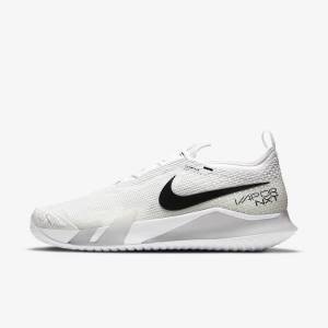 Men's Nike NikeCourt React Vapor NXT Hard-Court Tennis Shoes White / Grey / Black | NK489NTW