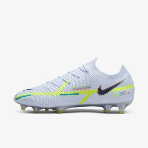 Men's Nike Phantom GT2 Elite FG Firm-Ground Football Shoes Grey / Light Blue | NK756AXD