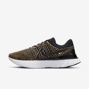 Men's Nike React Infinity Run Flyknit 3 Road Running Shoes Black / Blue / Pink / White | NK652UPO