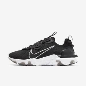 Men's Nike React Vision Sneakers Black / White | NK136OSE