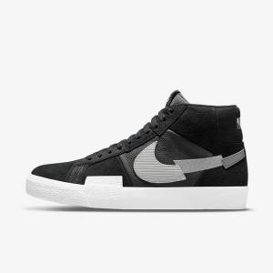 Men's Nike SB Zoom Blazer Mid Premium Sneakers Black / Grey / White | NK670ZMX