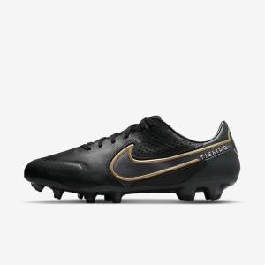 Men's Nike Tiempo Legend 9 Pro FG Firm-Ground Football Shoes Black / Dark Grey / Metal Gold / Metal Dark Grey | NK718WBX