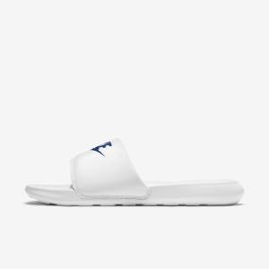 Men's Nike Victori One Slides White / Royal | NK862DZB