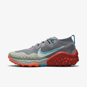 Men's Nike Wildhorse 7 Trail Running Shoes Grey / Olive / Blue / Mint | NK381OSQ