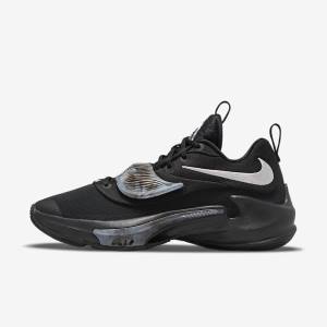 Men's Nike Zoom Freak 3 Basketball Shoes Black / Grey / Pink / Metal Silver | NK675YGL