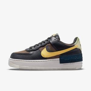 Women's Nike Air Force 1 Shadow Sneakers Green / White / Gold | NK729RUH