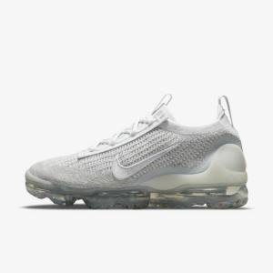 Women's Nike Air VaporMax 2021 FK Sneakers White / Platinum / Metal Silver / White | NK534ONB