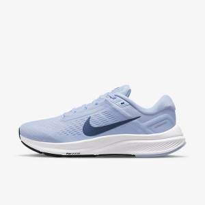 Women's Nike Air Zoom Structure 24 Road Running Shoes Light Blue / White / Navy / Navy | NK812DQL