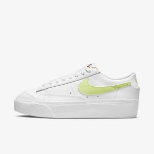 Women's Nike Blazer Low Platform Sneakers White / Black / Light Lemon | NK204LXV