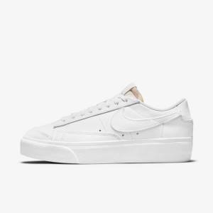 Women's Nike Blazer Low Platform Sneakers White | NK483HCN