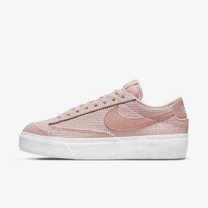 Women's Nike Blazer Low Platform Sneakers Pink / White / Pink / Rose | NK931XEI