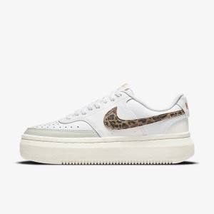 Women's Nike Court Vision Alta Sneakers White / Light Beige / Brown | NK872CVY