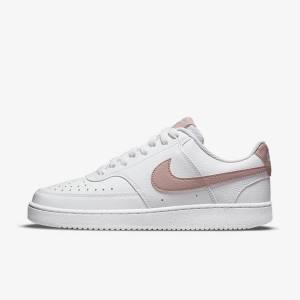 Women's Nike Court Vision Low Next Nature Sneakers White / Pink | NK023HTO