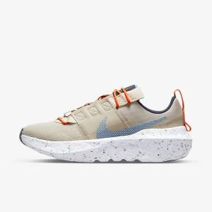 Women's Nike Crater Impact Sneakers Cream / White / Light Blue | NK149WUY