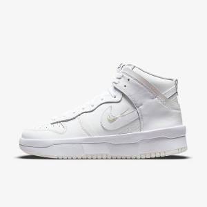 Women's Nike Dunk High Up Sneakers White / Black / White | NK084EVD