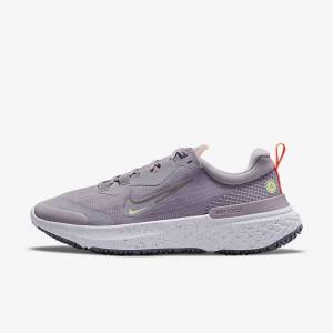 Women's Nike React Miler 2 Shield Weatherised Road Running Shoes Grey / Orange / Purple | NK839QPE