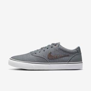 Women's Nike SB Chron 2 Canvas Premium Skate Shoes Grey / White | NK451JLP