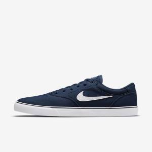 Women's Nike SB Chron 2 Canvas Skate Shoes Navy / Navy / Black / White | NK903QEC