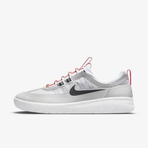 Women's Nike SB Nyjah Free 2 Skate Shoes Grey / White / Light Red / Black | NK631QLO