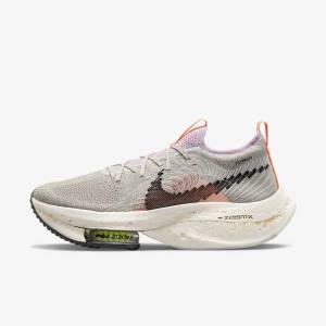 Women's Nike Zoom Alphafly Next Nature Road Racing Running Shoes Blue Grey / Light Pink / Light Cream / Black | NK854EJS